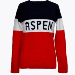 NWT Women's Colorblock ASPEN Sweater - Blue, White, and Red